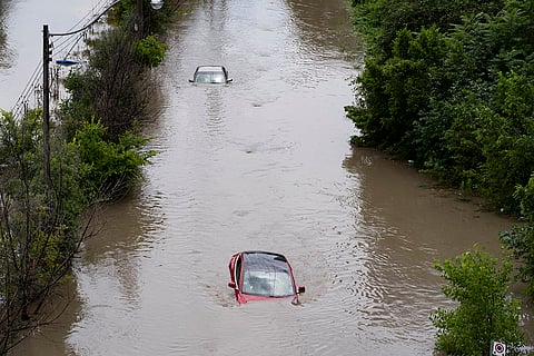 Partially submerged Cars